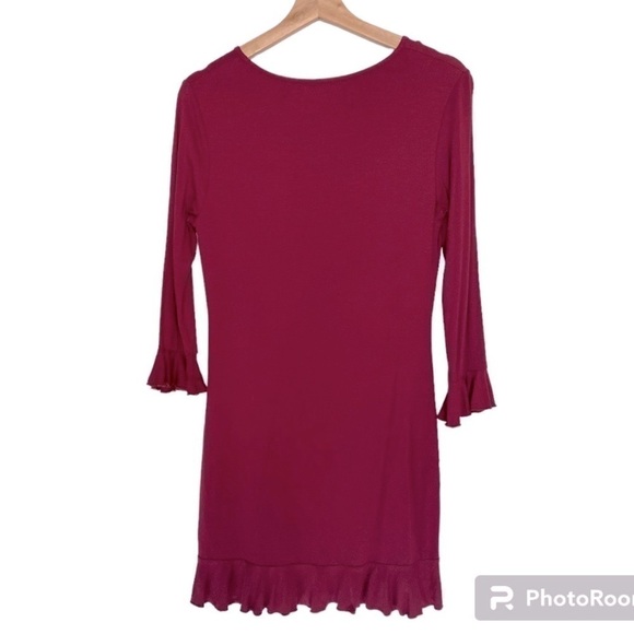 NWT URBAN OUTFITTERS WINE COLORED DRESS W RUFFLES - Picture 6 of 6